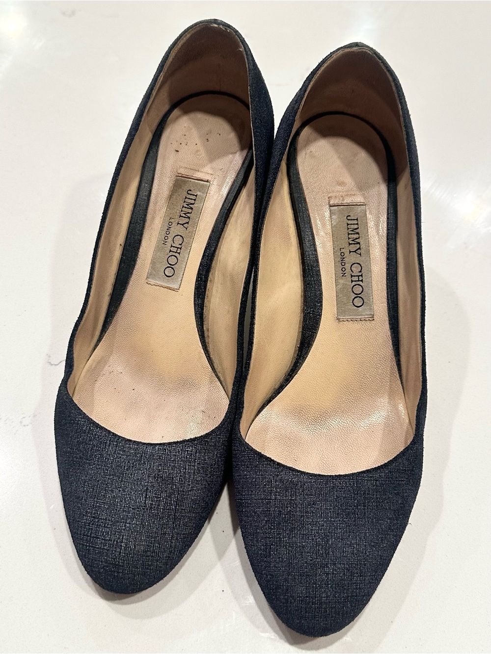 Jimmy Choo Denim Women's Classic almond-toe pumps